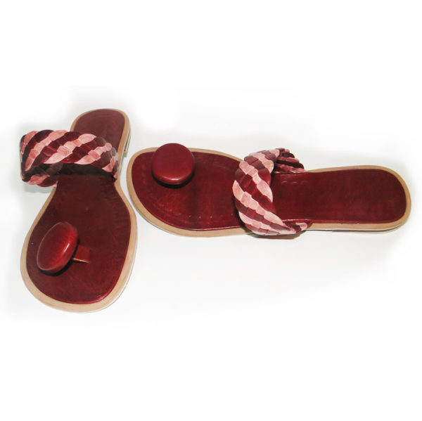 Burgundy African Leather Slippers