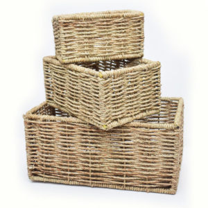 Rectangular Raffia Basket Set