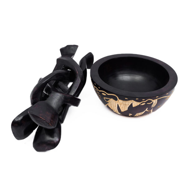 Decorative Wooden Bowl with Collapsible Unity Stand