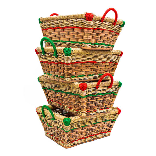 Handwoven Rectangular Cane Basket