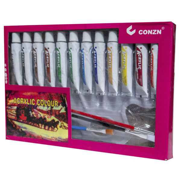 12pcs Conzn Acrylic Colour Set with Brushes