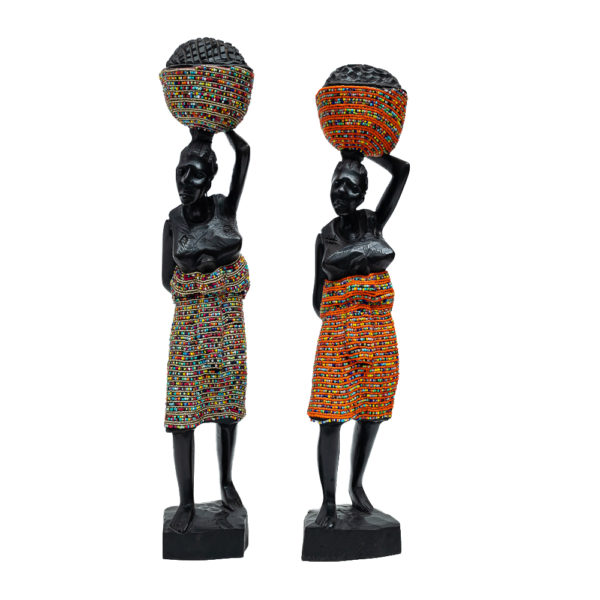 Decorative African Woman Figurine with Beads