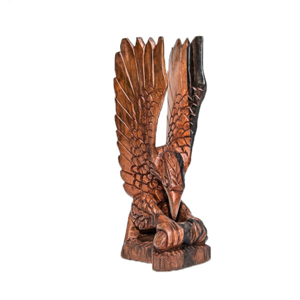 Hand-Carved Wooden Eagle Sculpt Stand
