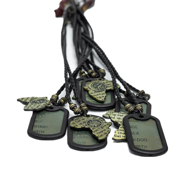 Men's Leather Necklace with Dogtag Pendant