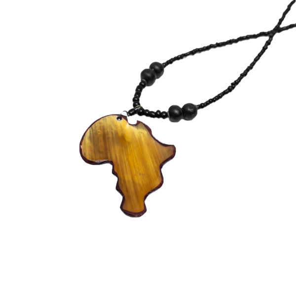 Men's Beaded Necklace with African Map Pendants