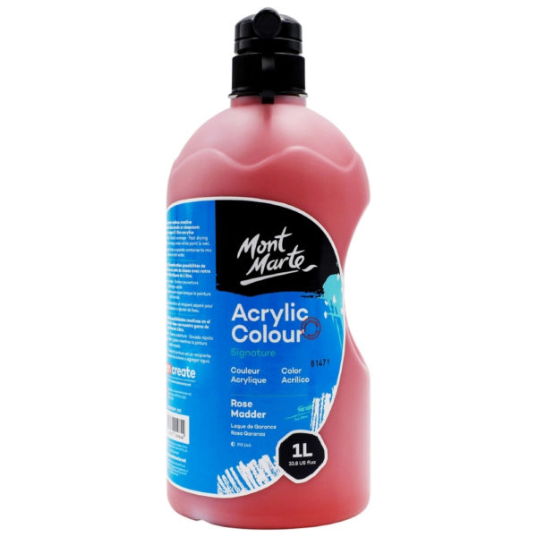 Mont Marte Signature Acrylic Paint Pump Bottle 1L - Rose Madder